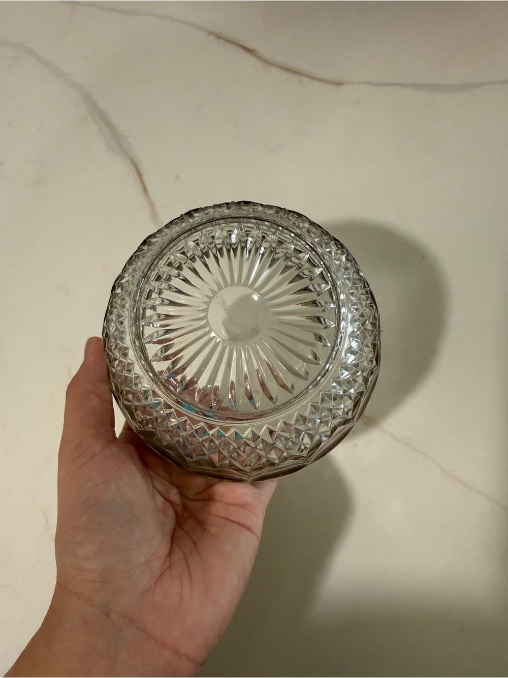 Clear Cut Glass Decorative Bowl - Clear